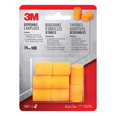 3M Disposable low-pressure foam 29 dB, Orange, 4 PK 90580H4-C
